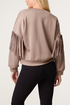 Studs & Frill Sleeve Sweatshirt