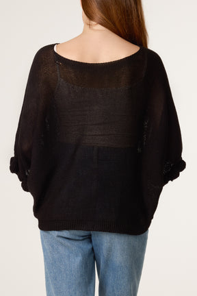 Frill Sleeve Shimmer Knit Top