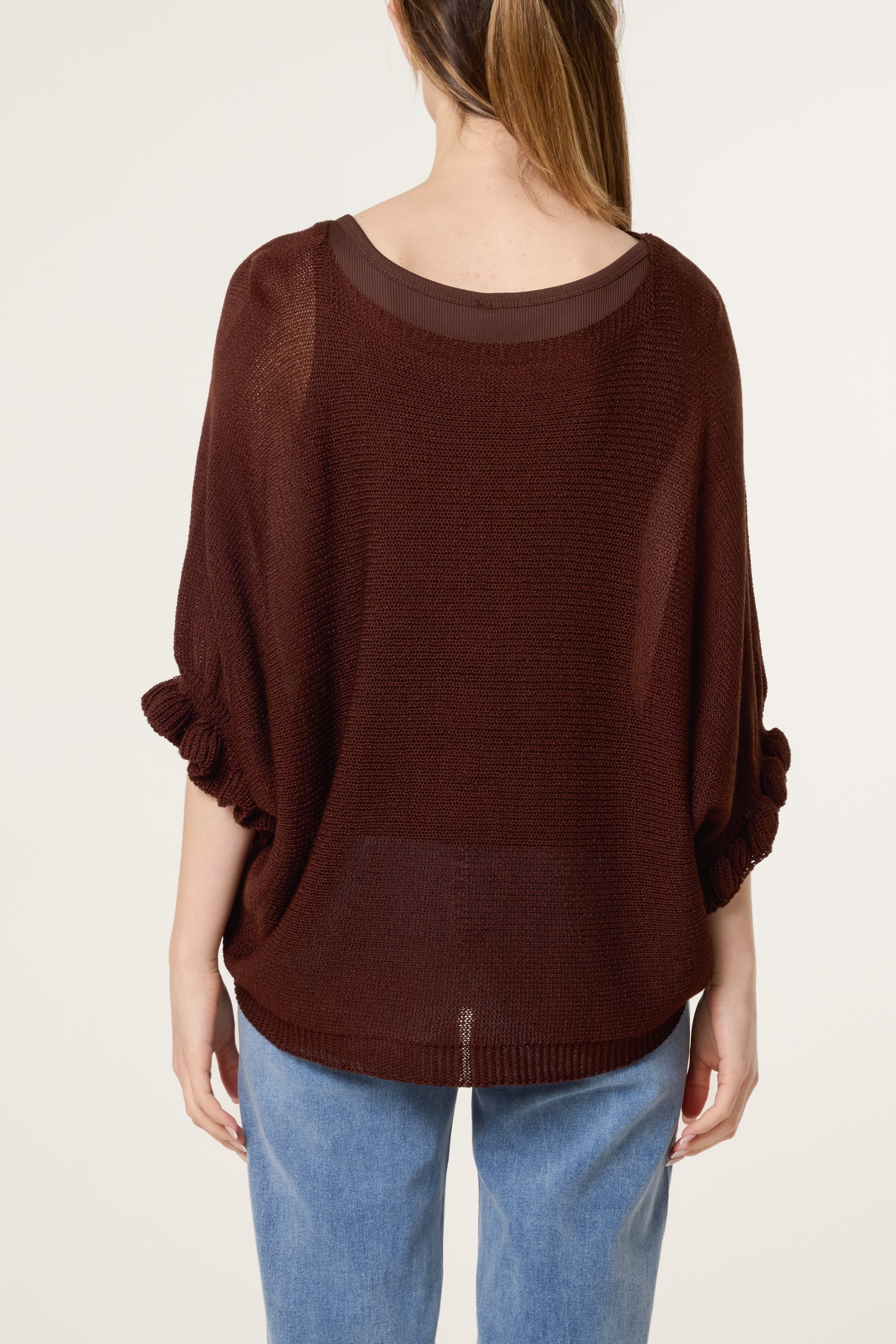 Frill Sleeve Shimmer Knit Top