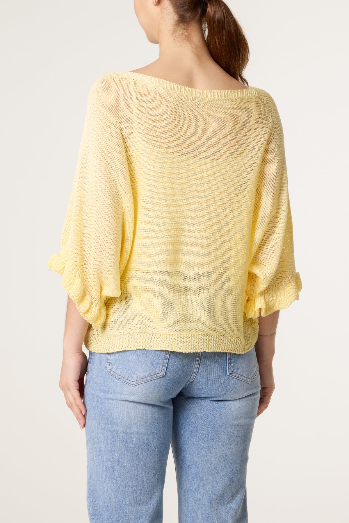 Frill Sleeve Shimmer Knit Top