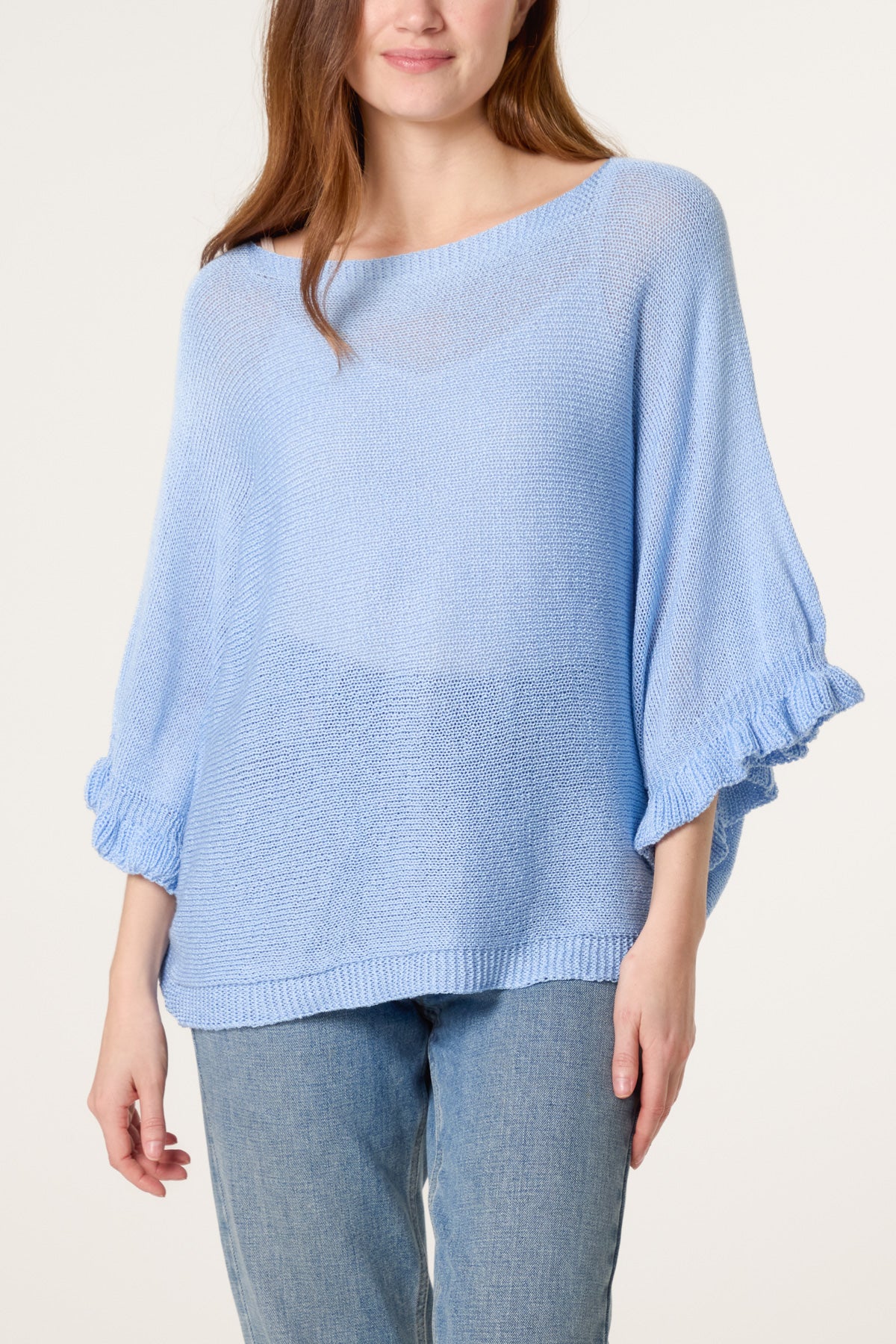 Frill Sleeve Shimmer Knit Top