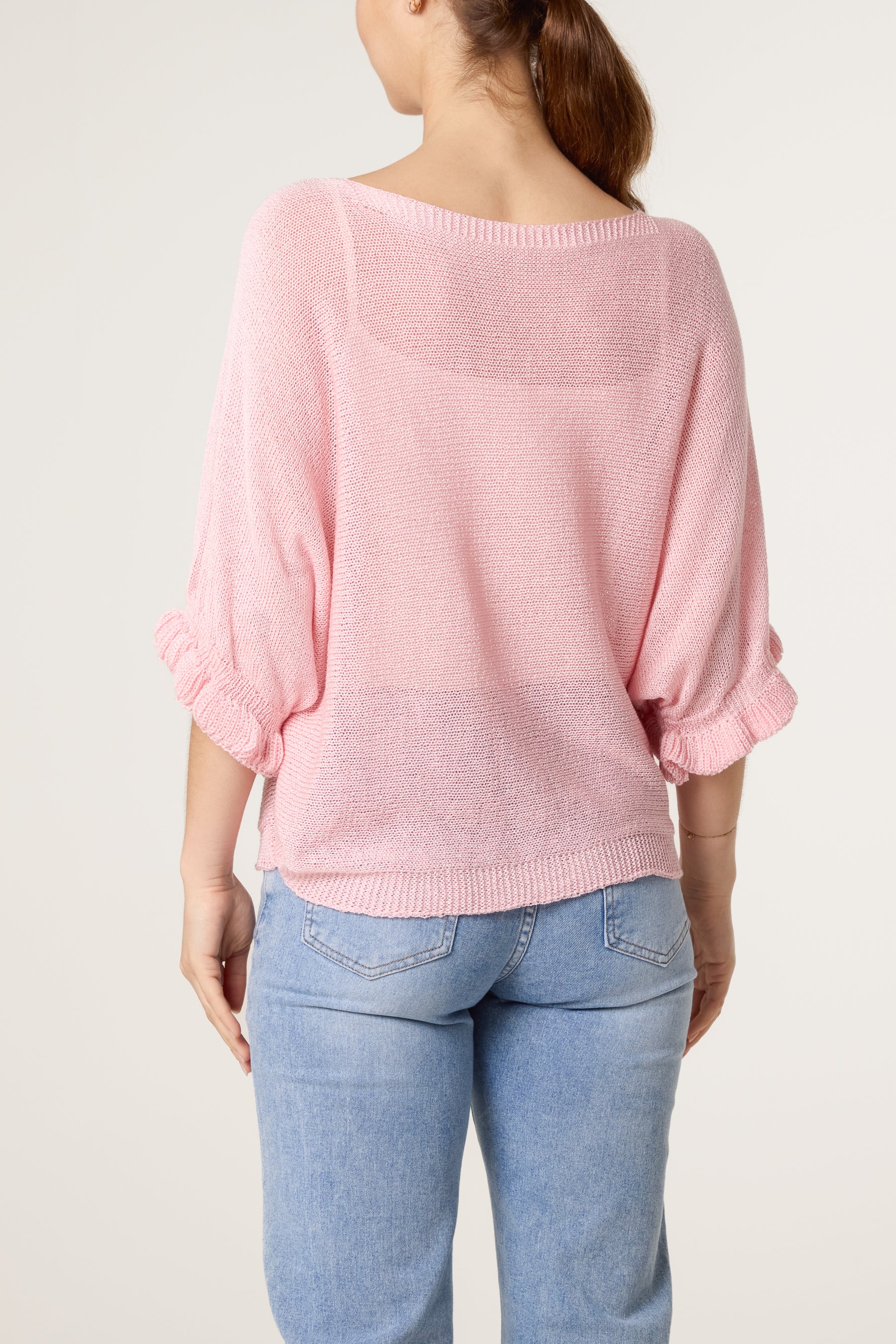 Frill Sleeve Shimmer Knit Top