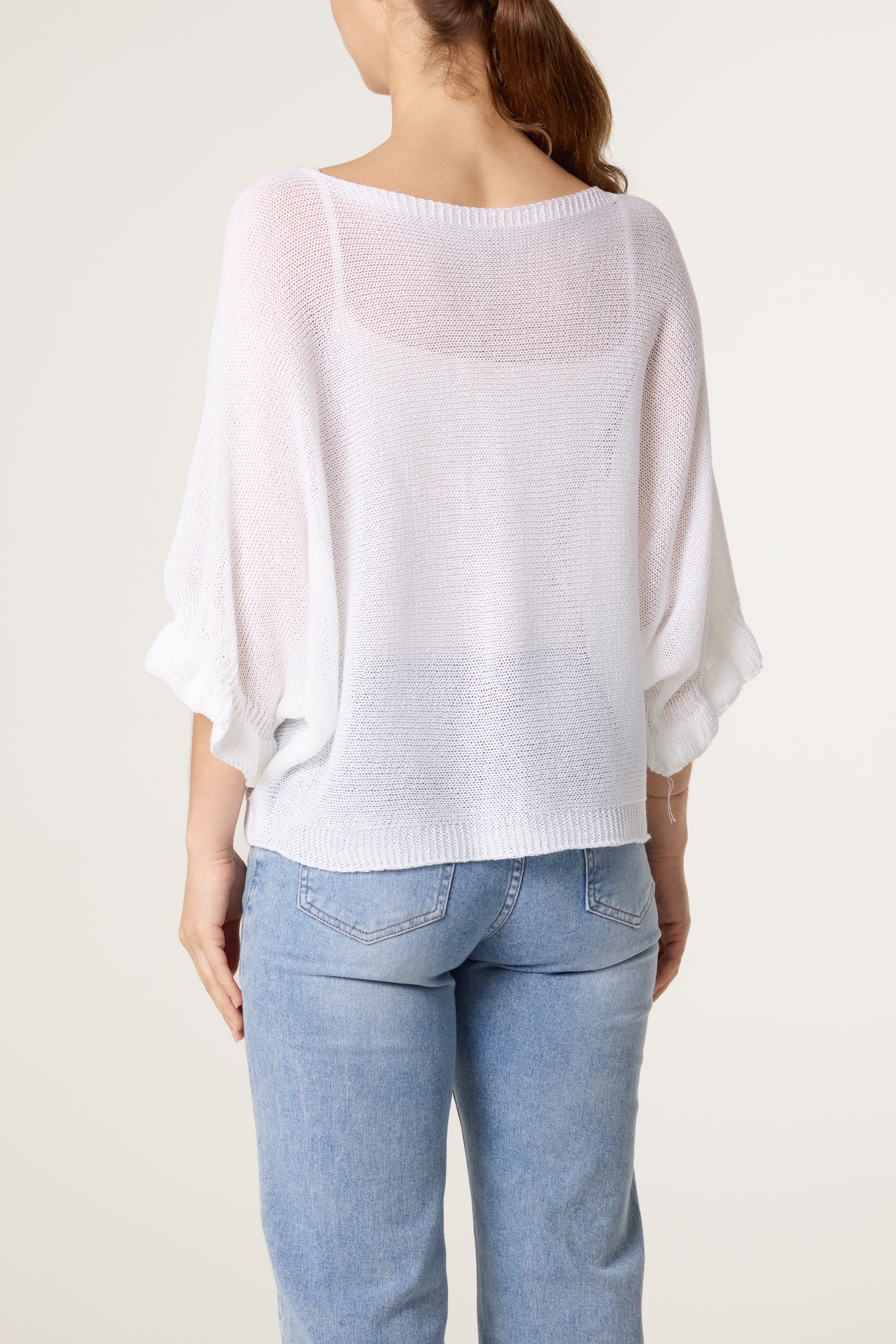 Frill Sleeve Shimmer Knit Top