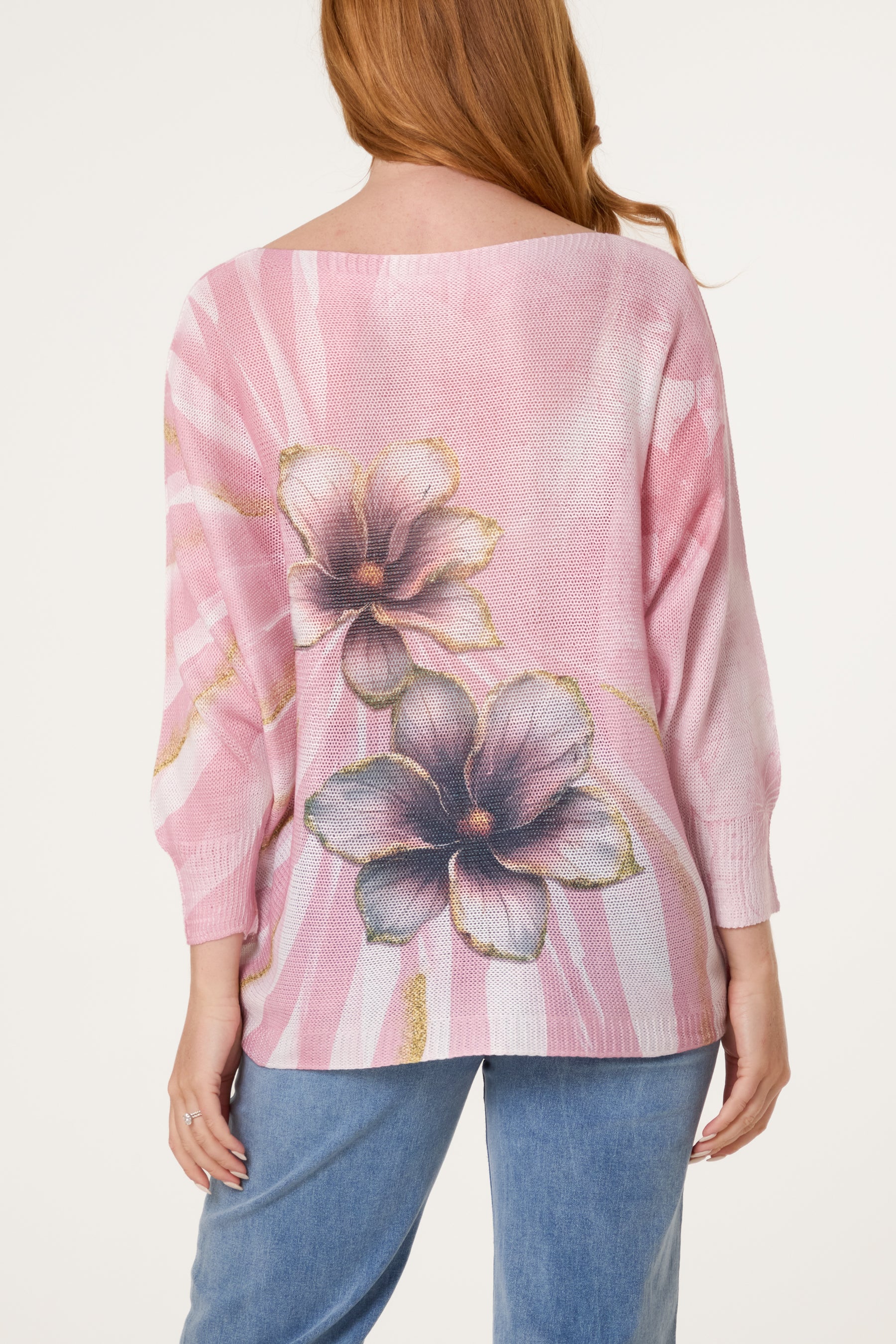 Floral Batwing Crochet Jumper