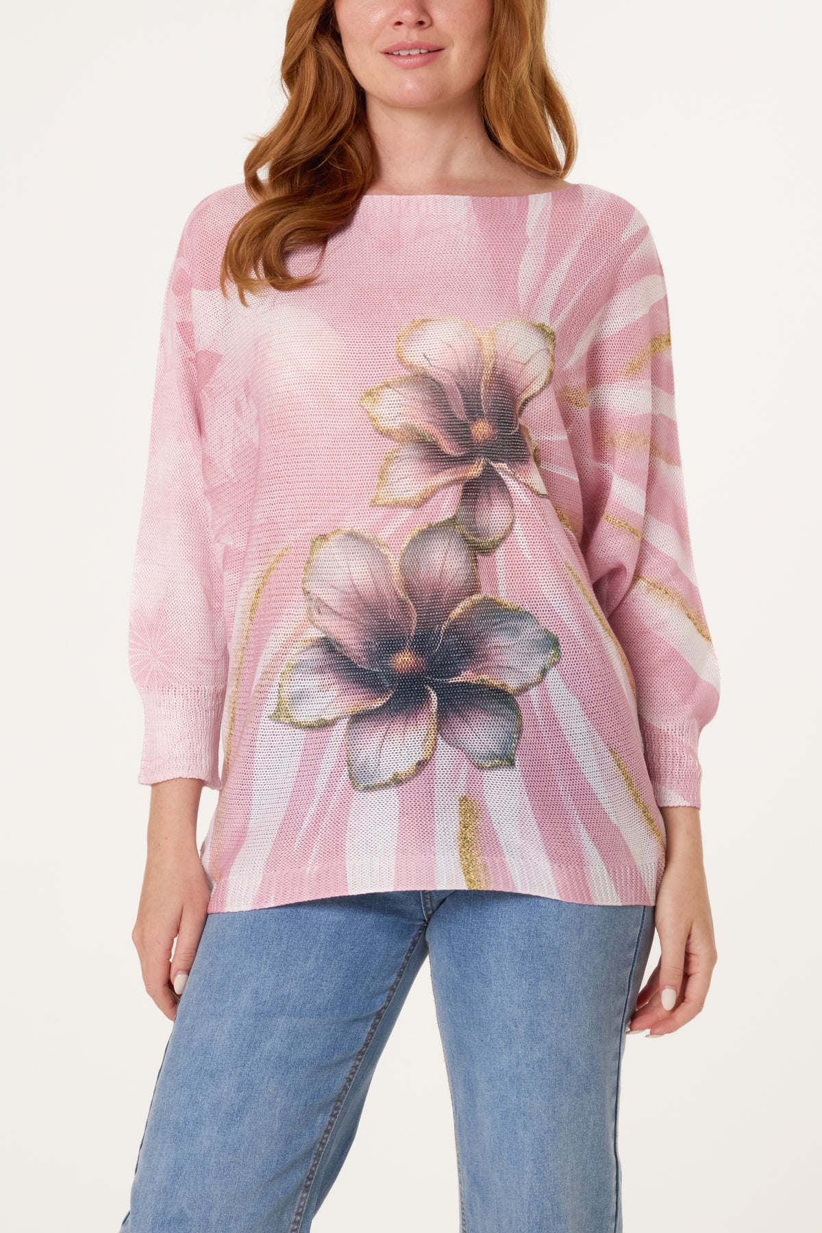 Floral Batwing Crochet Jumper