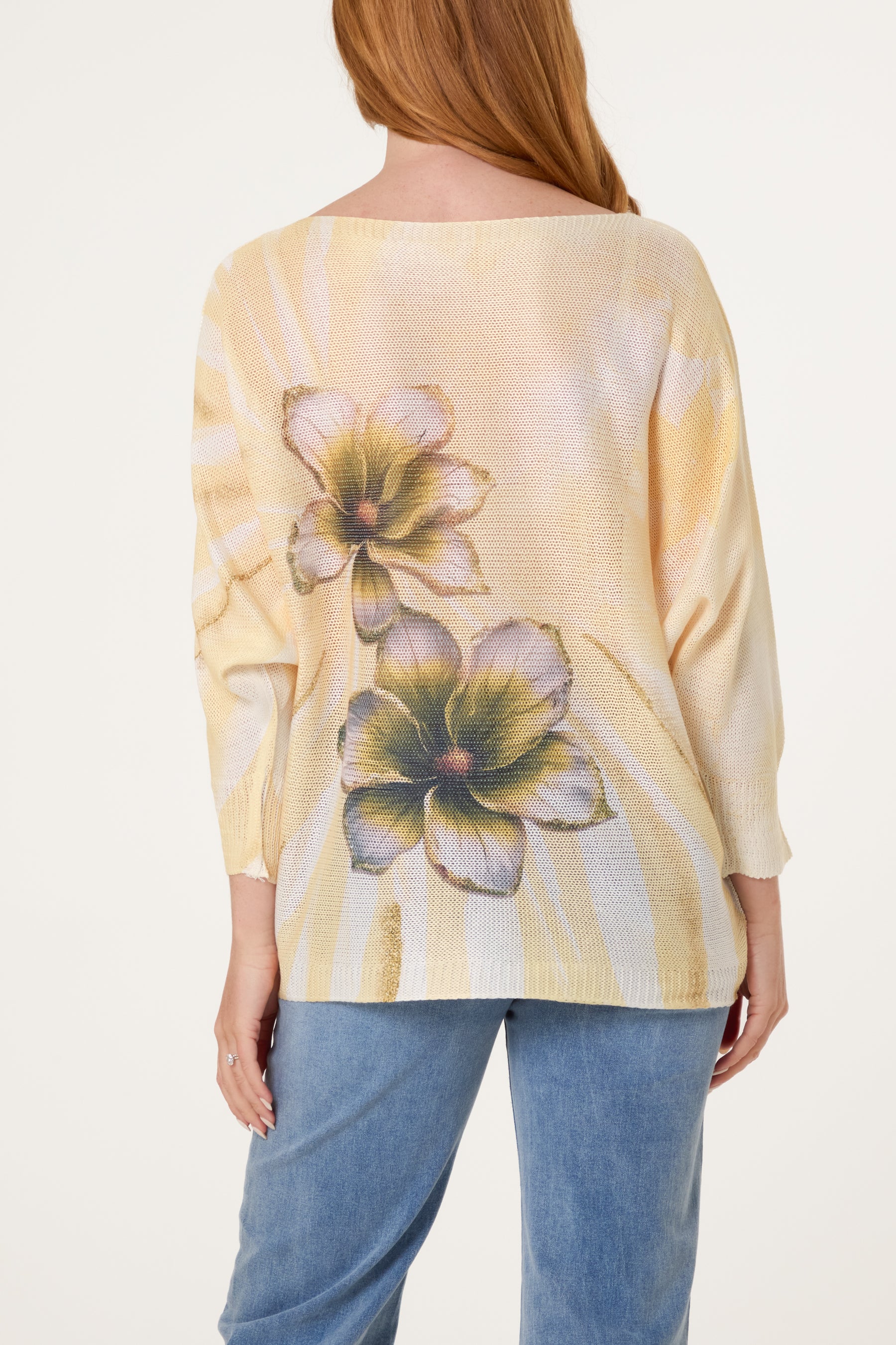 Floral Batwing Crochet Jumper