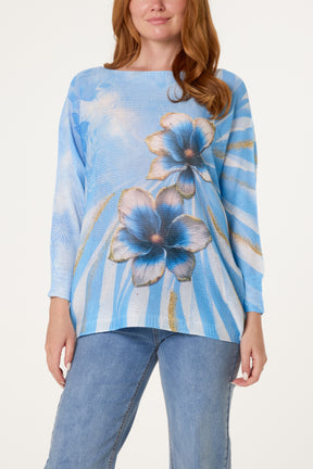 Floral Batwing Crochet Jumper