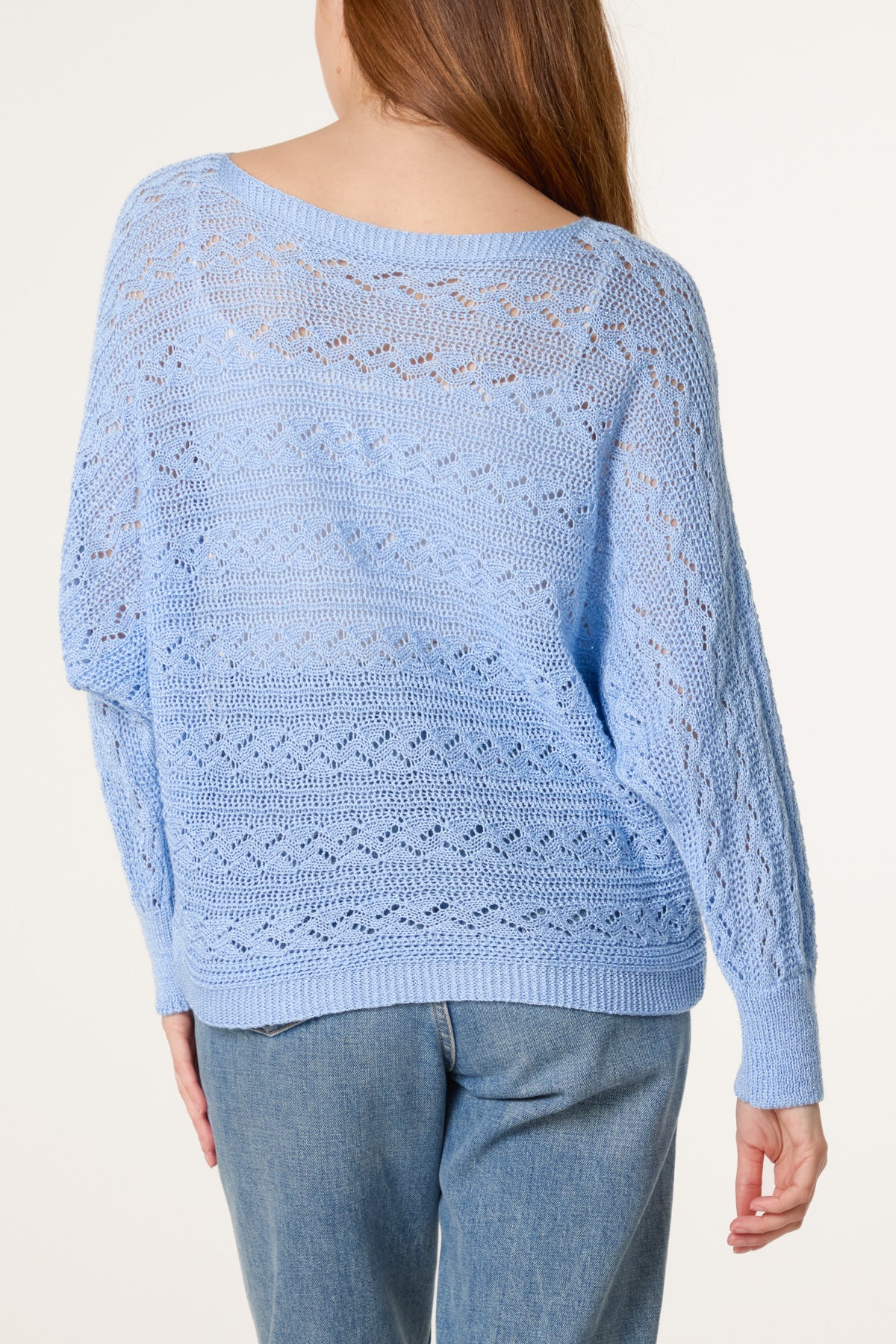 Pointelle Cable Knit Batwing Jumper