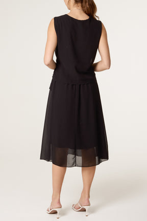 Necklace Tie Side Chiffon Dress