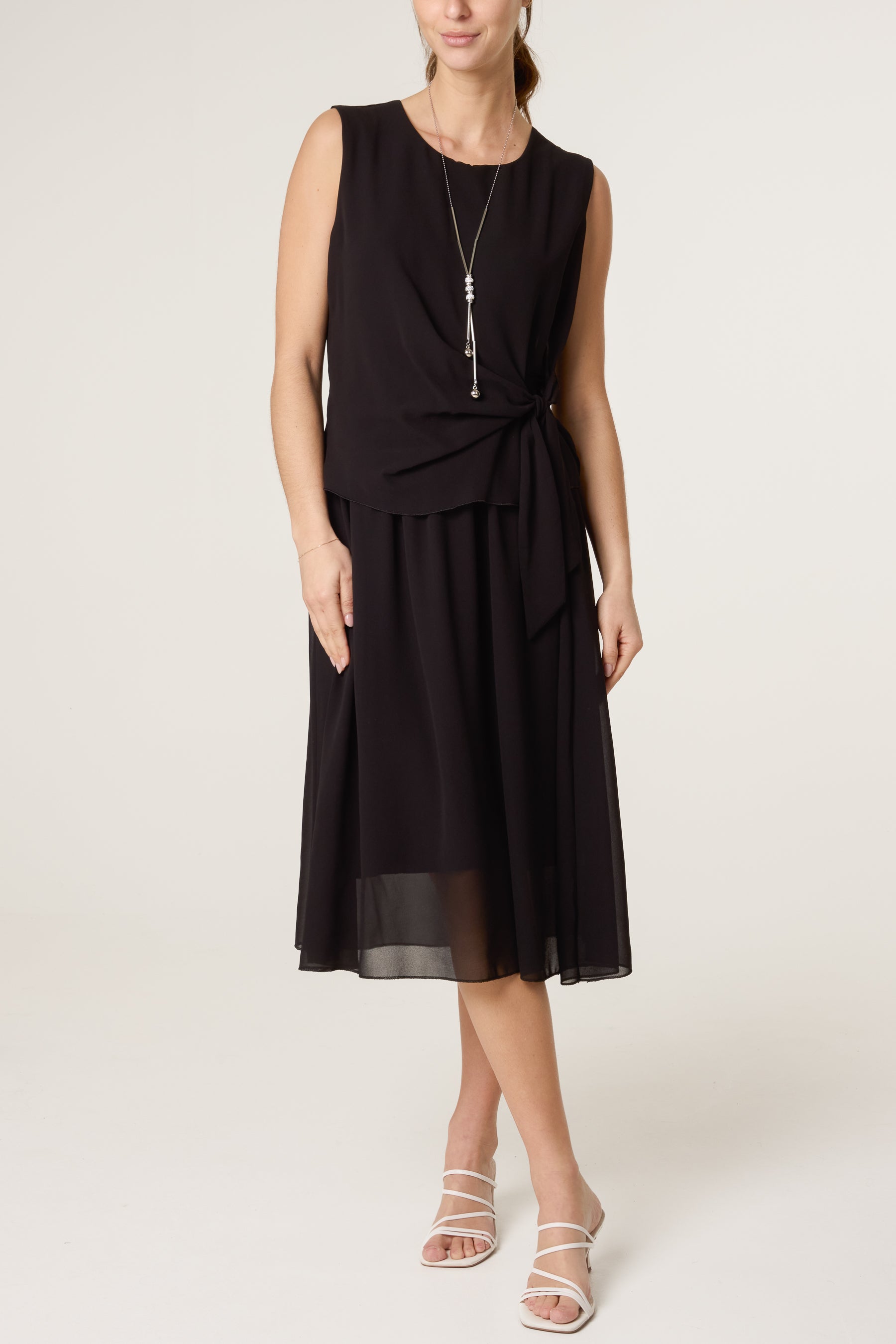 Necklace Tie Side Chiffon Dress