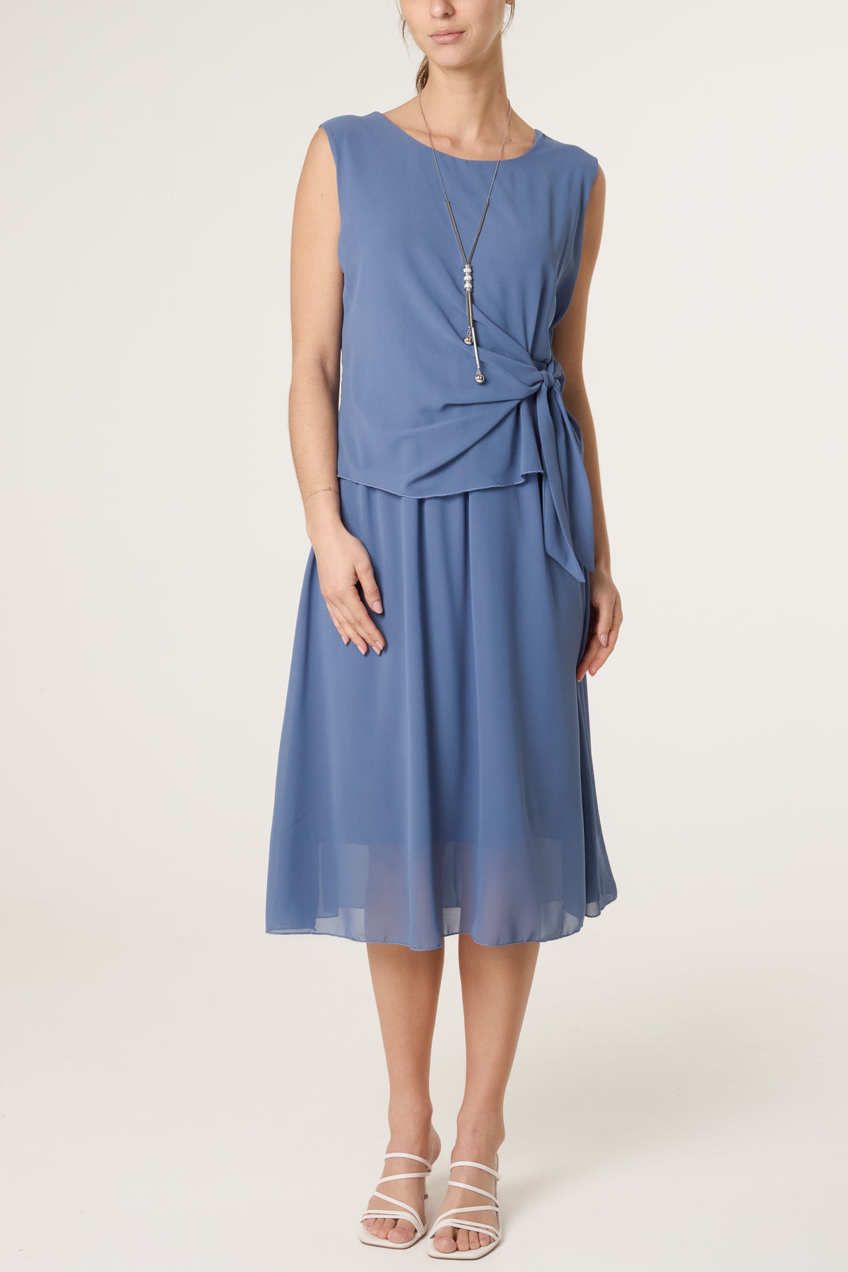 Necklace Tie Side Chiffon Dress