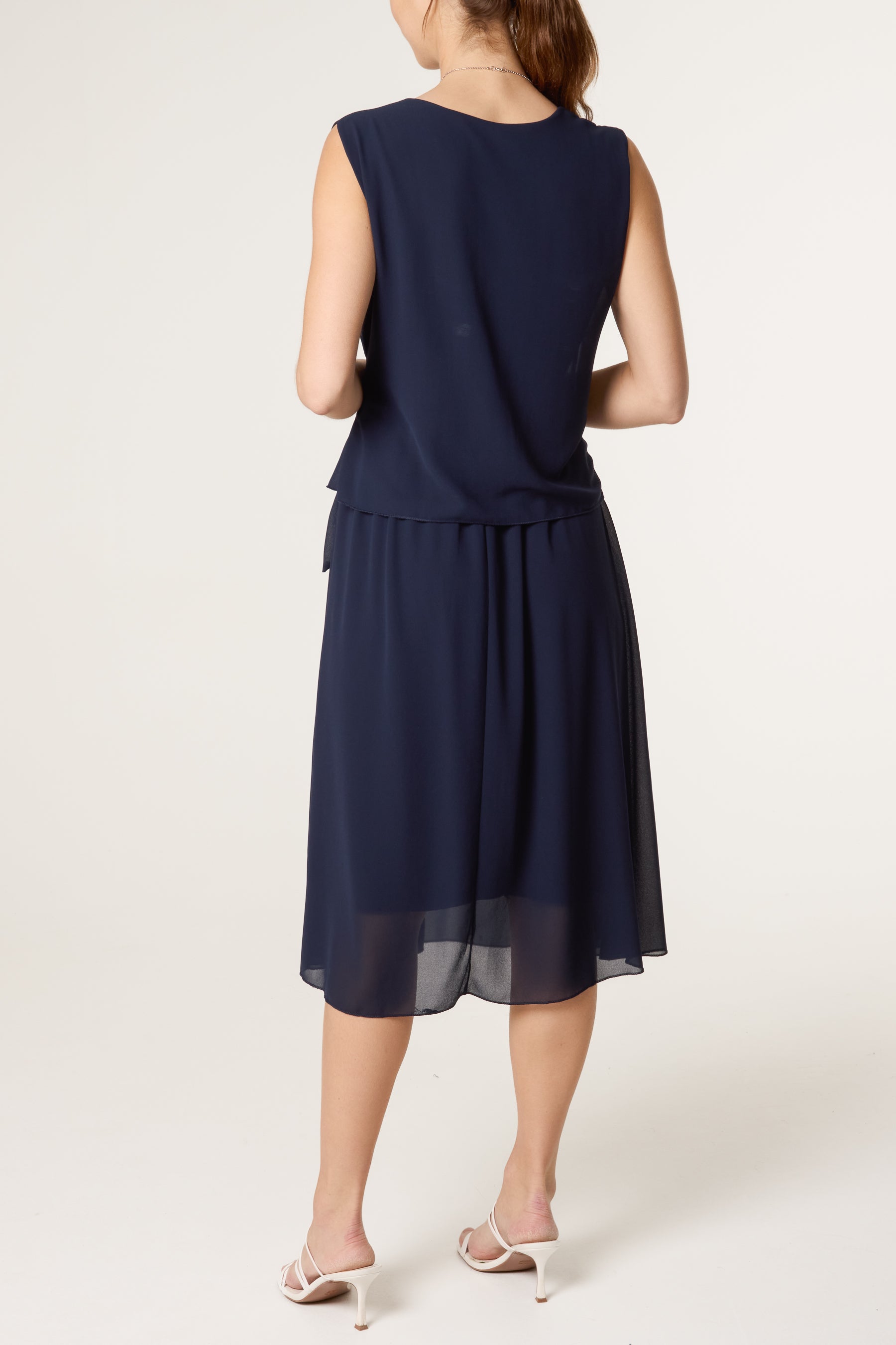 Necklace Tie Side Chiffon Dress