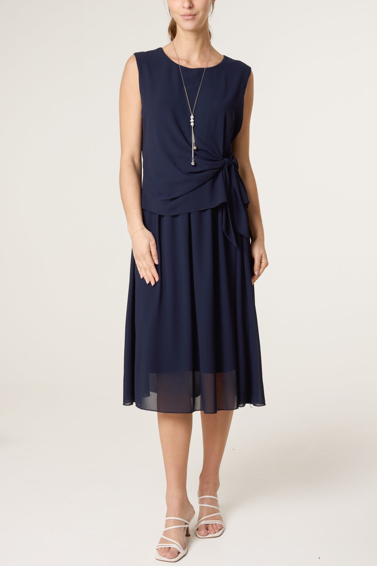 Necklace Tie Side Chiffon Dress