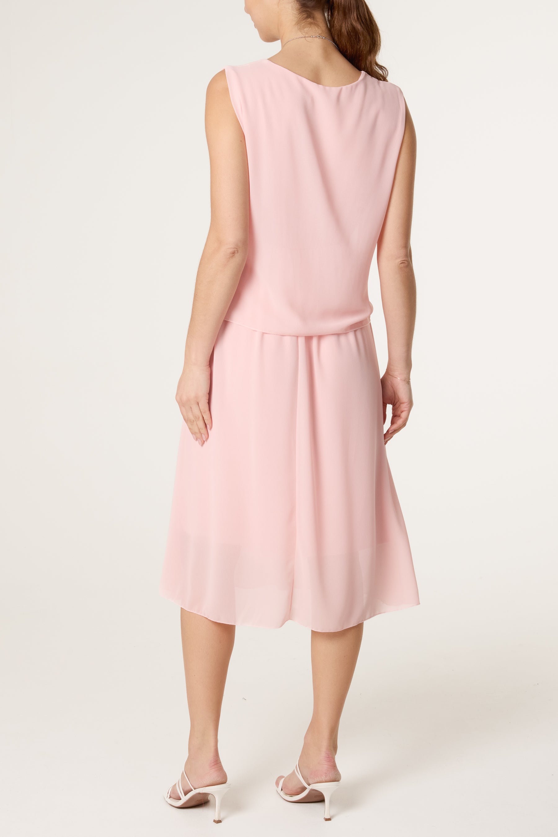 Necklace Tie Side Chiffon Dress