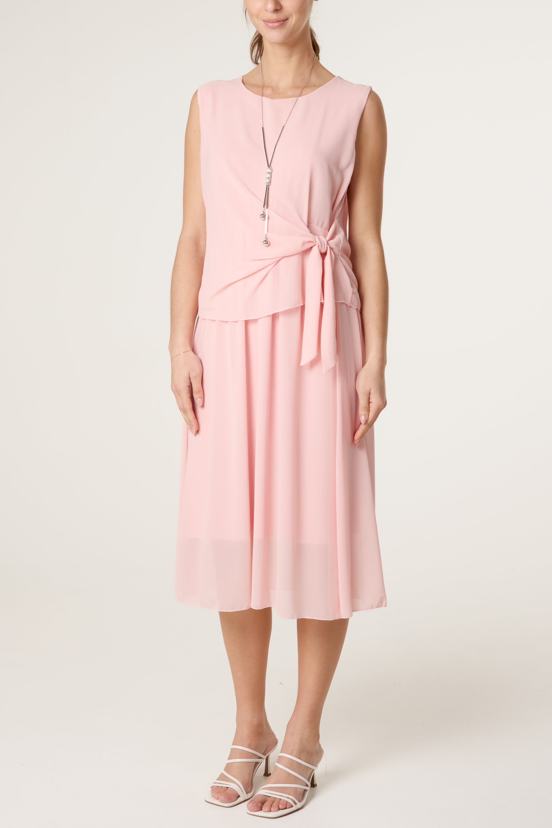 Necklace Tie Side Chiffon Dress