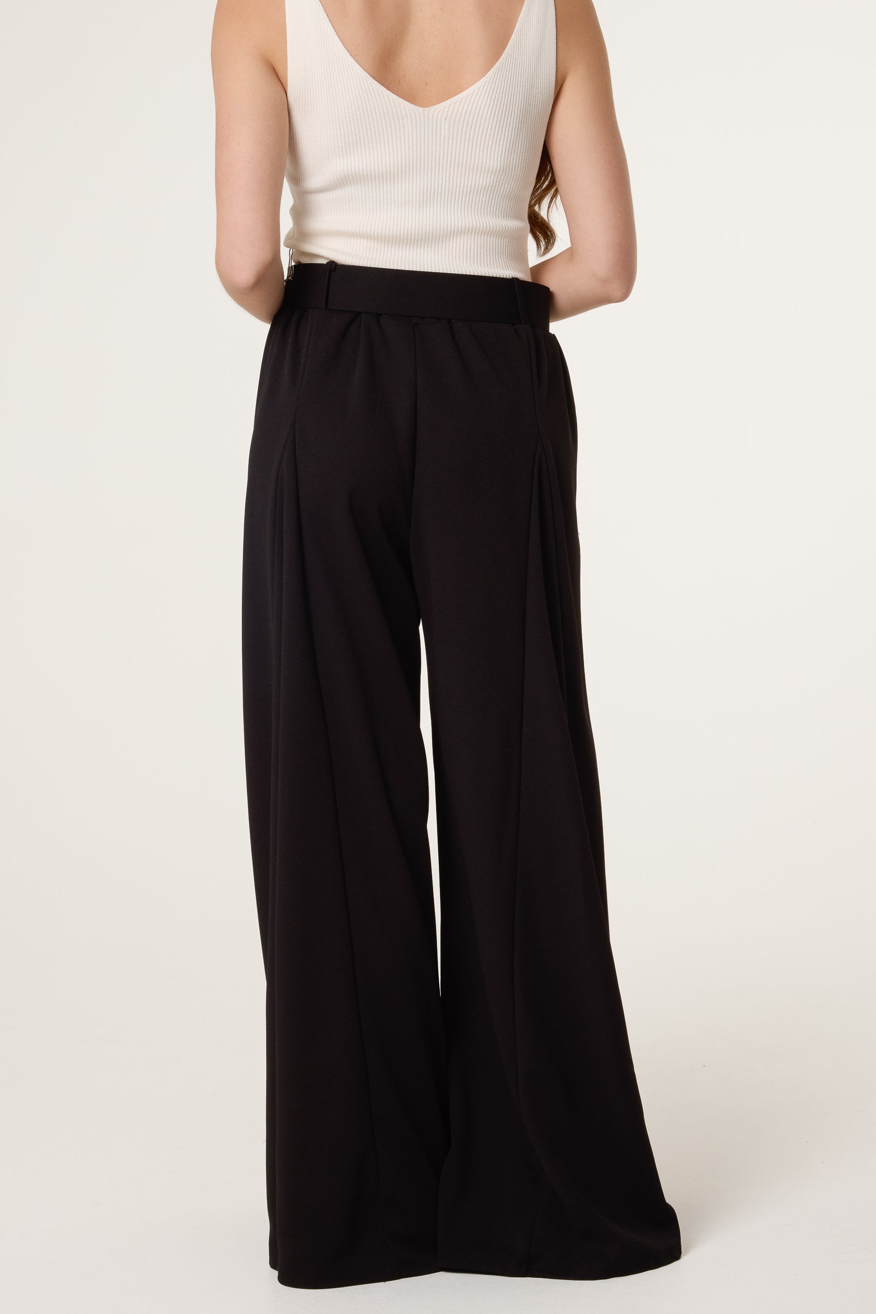 Belted Palazzo Wide Leg Trousers