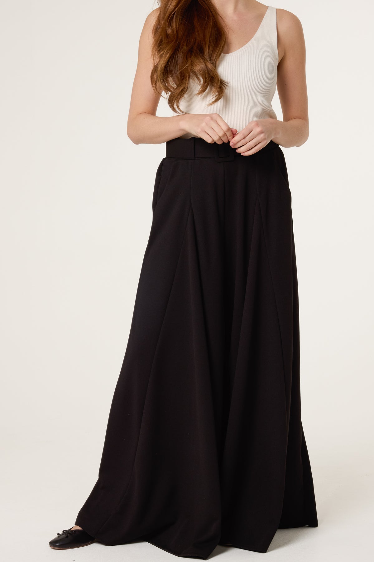 Belted Palazzo Wide Leg Trousers