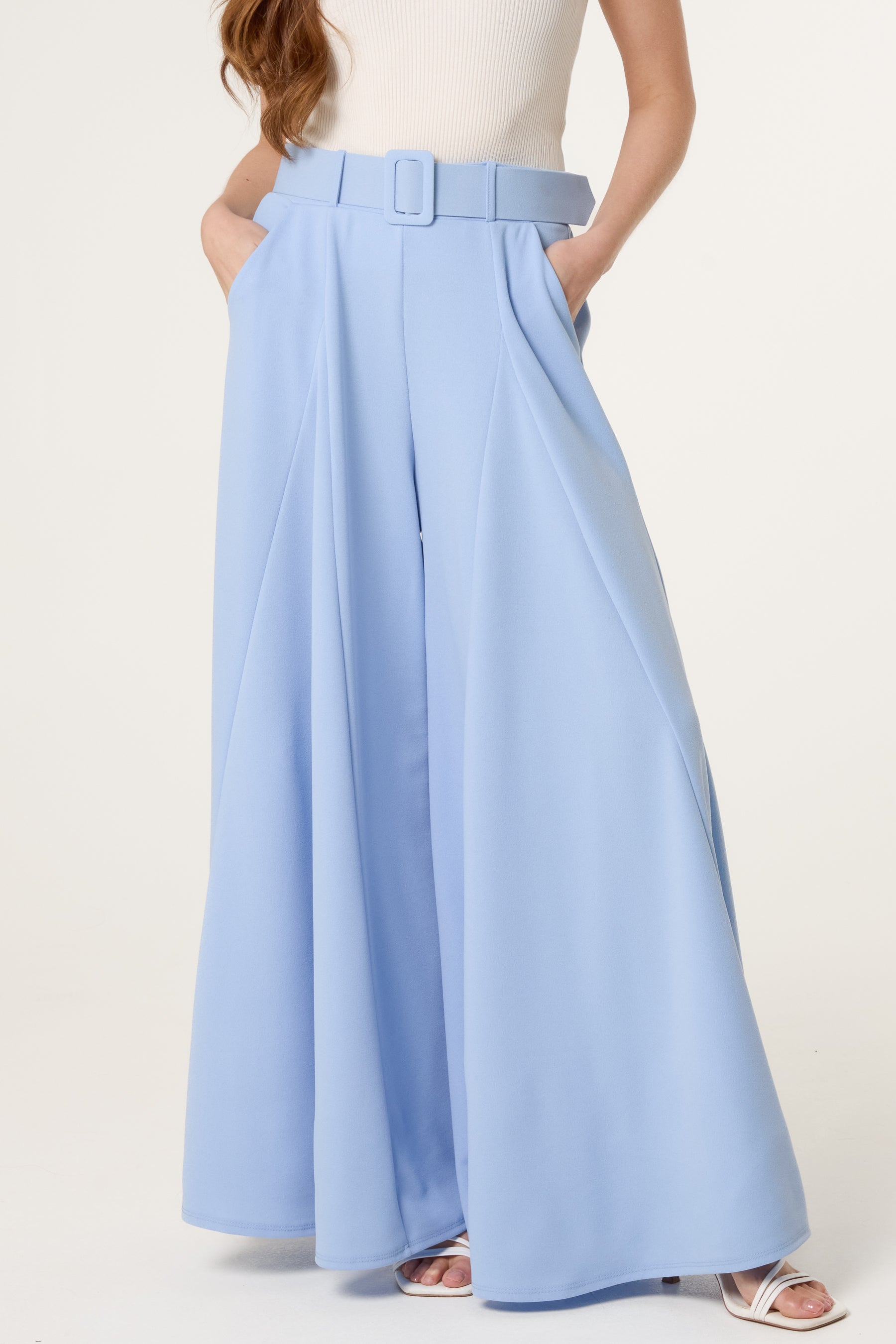 Belted Palazzo Wide Leg Trousers