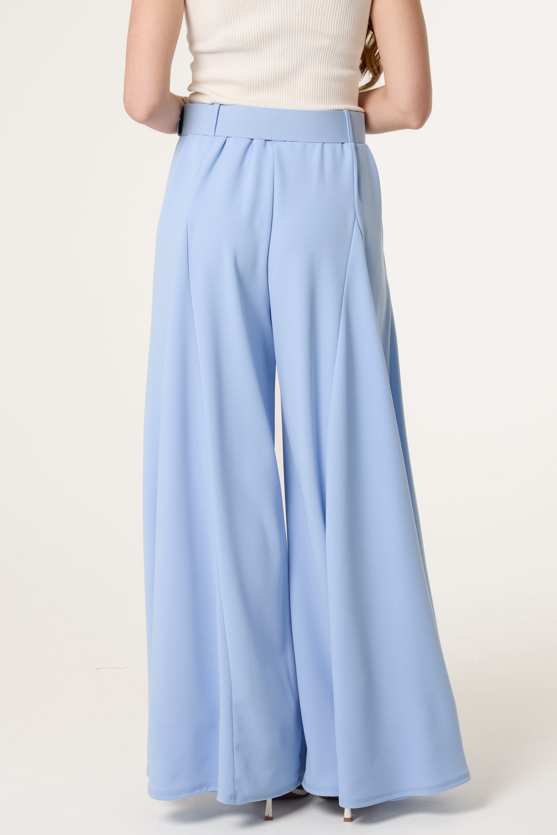 Belted Palazzo Wide Leg Trousers