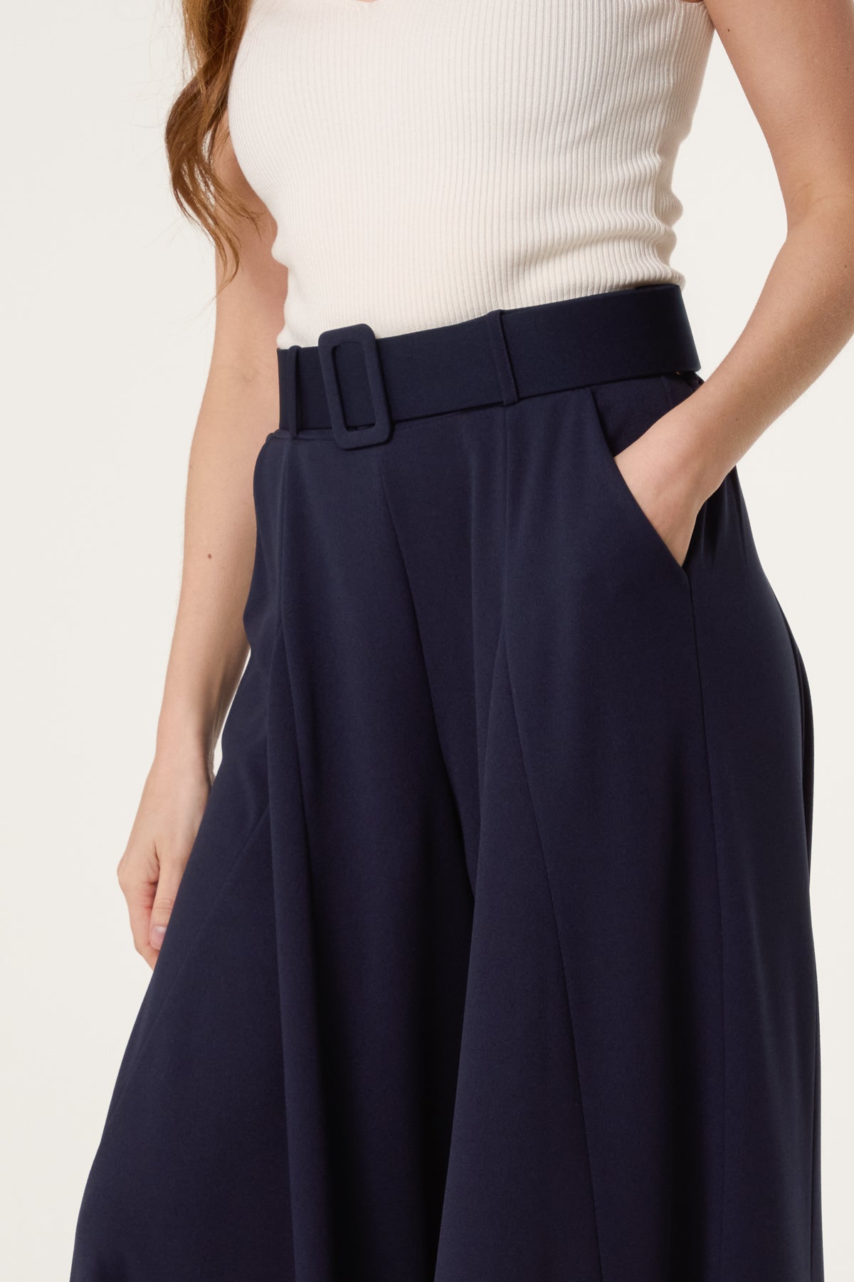 Belted Palazzo Wide Leg Trousers