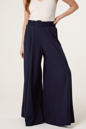 Belted Palazzo Wide Leg Trousers