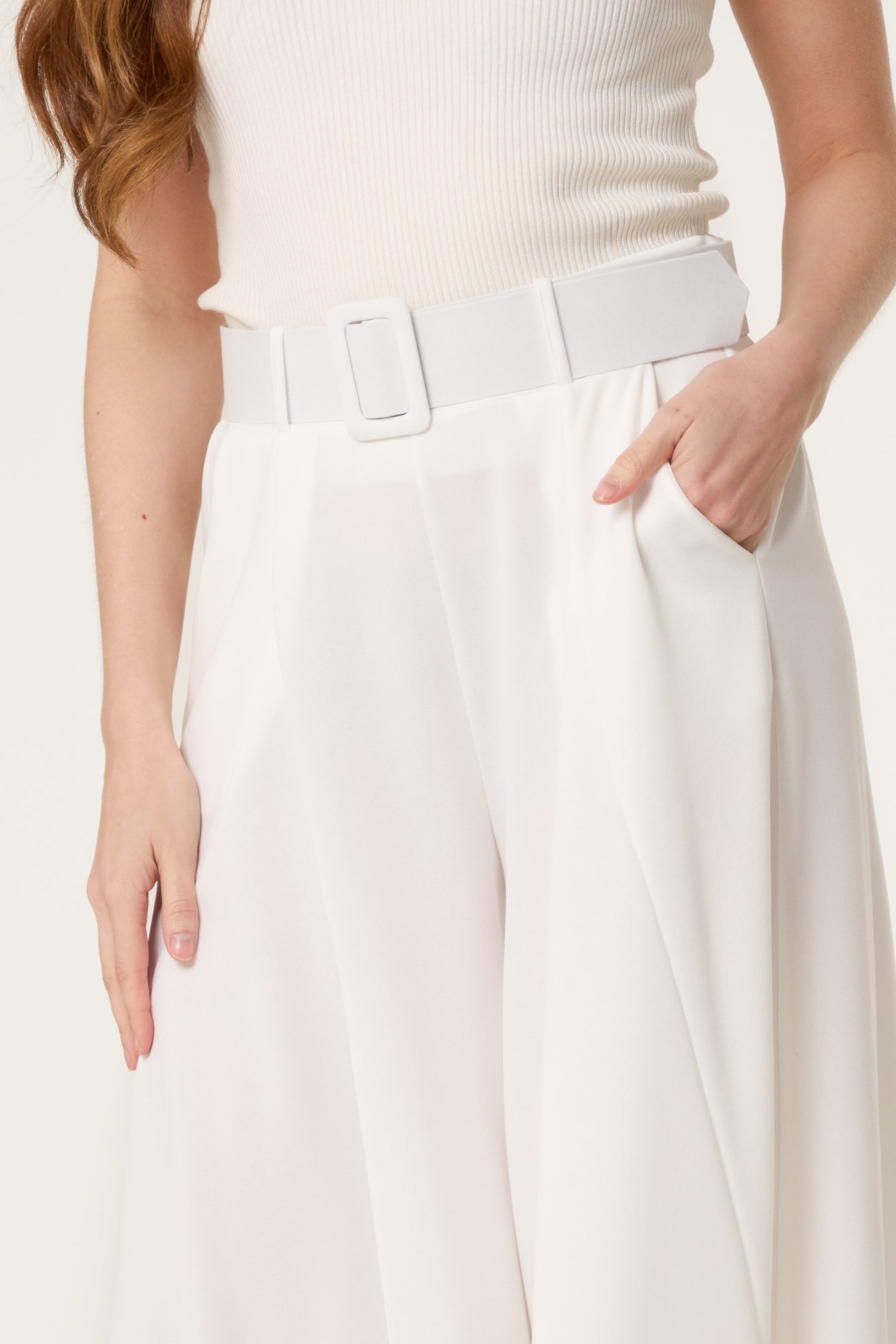 Belted Palazzo Wide Leg Trousers