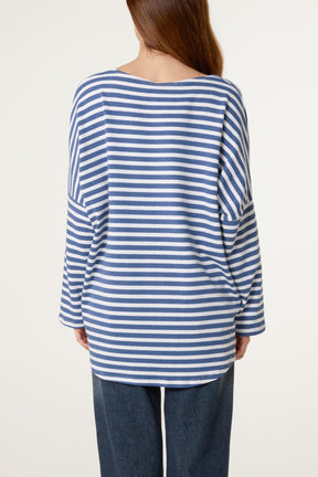 Pure Cotton Long Sleeve Stripe Top