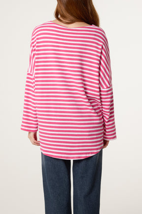 Pure Cotton Long Sleeve Stripe Top