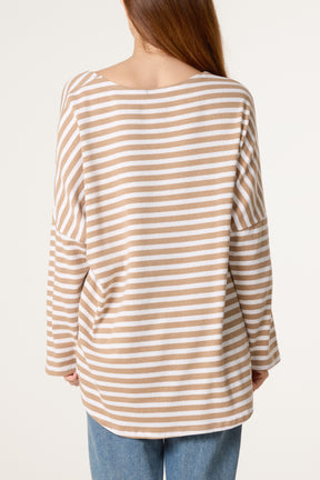 Pure Cotton Long Sleeve Stripe Top