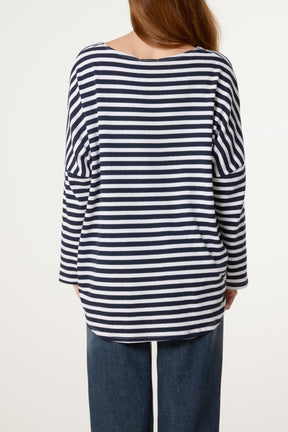 Pure Cotton Long Sleeve Stripe Top