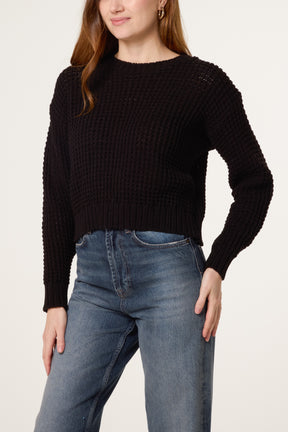 Pointelle Knit Round Neck Jumper