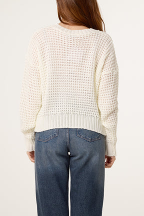 Pointelle Knit Round Neck Jumper