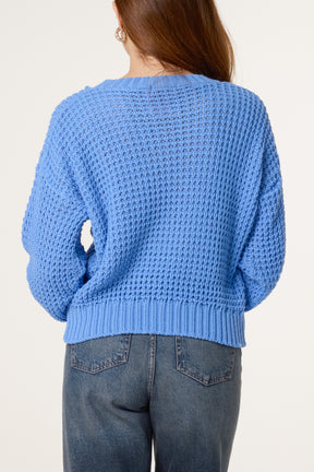 Pointelle Knit Round Neck Jumper