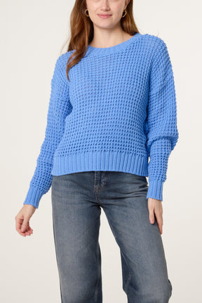 Pointelle Knit Round Neck Jumper