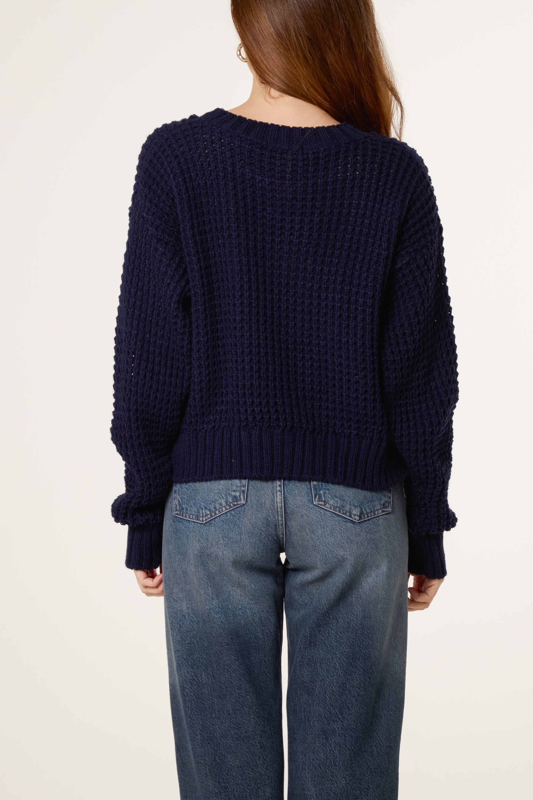 Pointelle Knit Round Neck Jumper