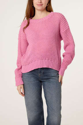 Pointelle Knit Round Neck Jumper