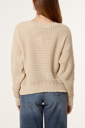 Pointelle Knit Round Neck Jumper