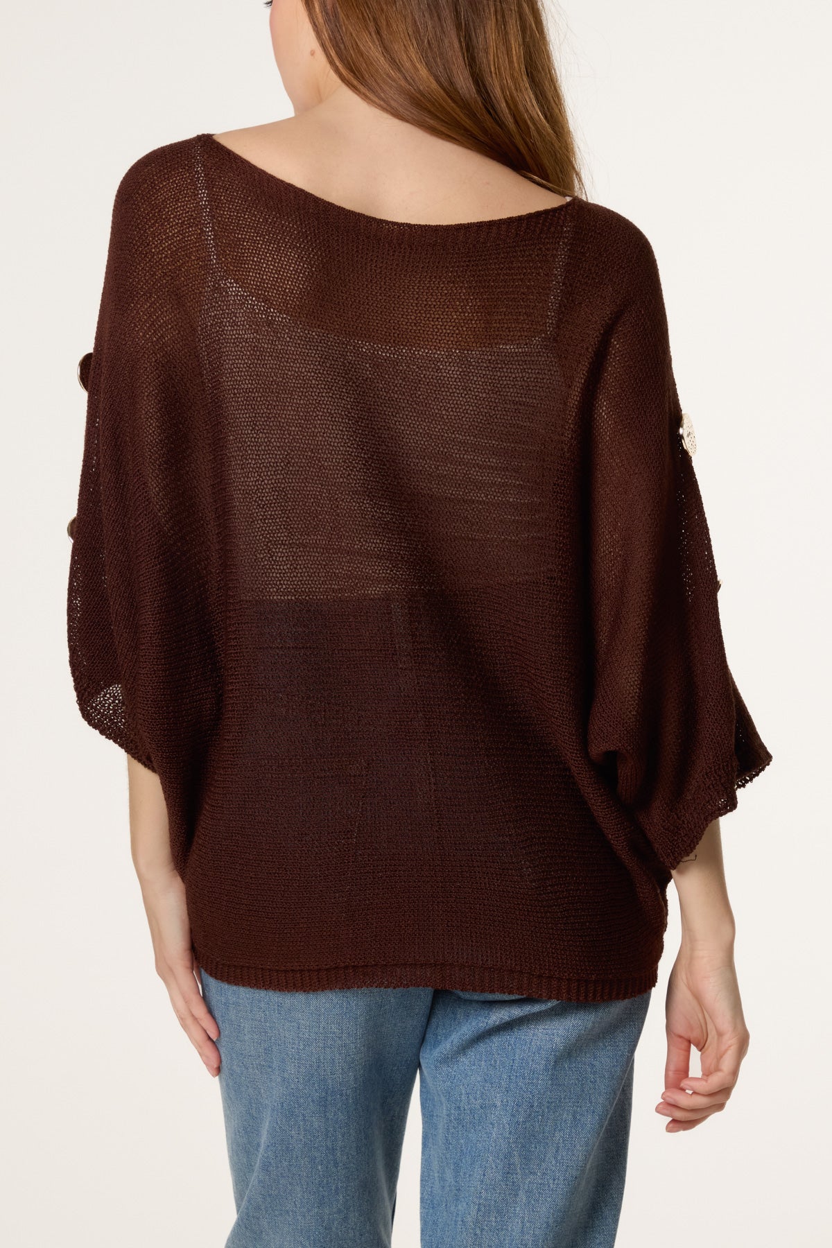 Gold Button Filigree Knit Top