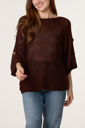 Gold Button Filigree Knit Top
