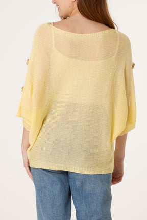 Gold Button Filigree Knit Top