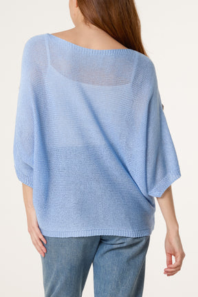 Gold Button Filigree Knit Top