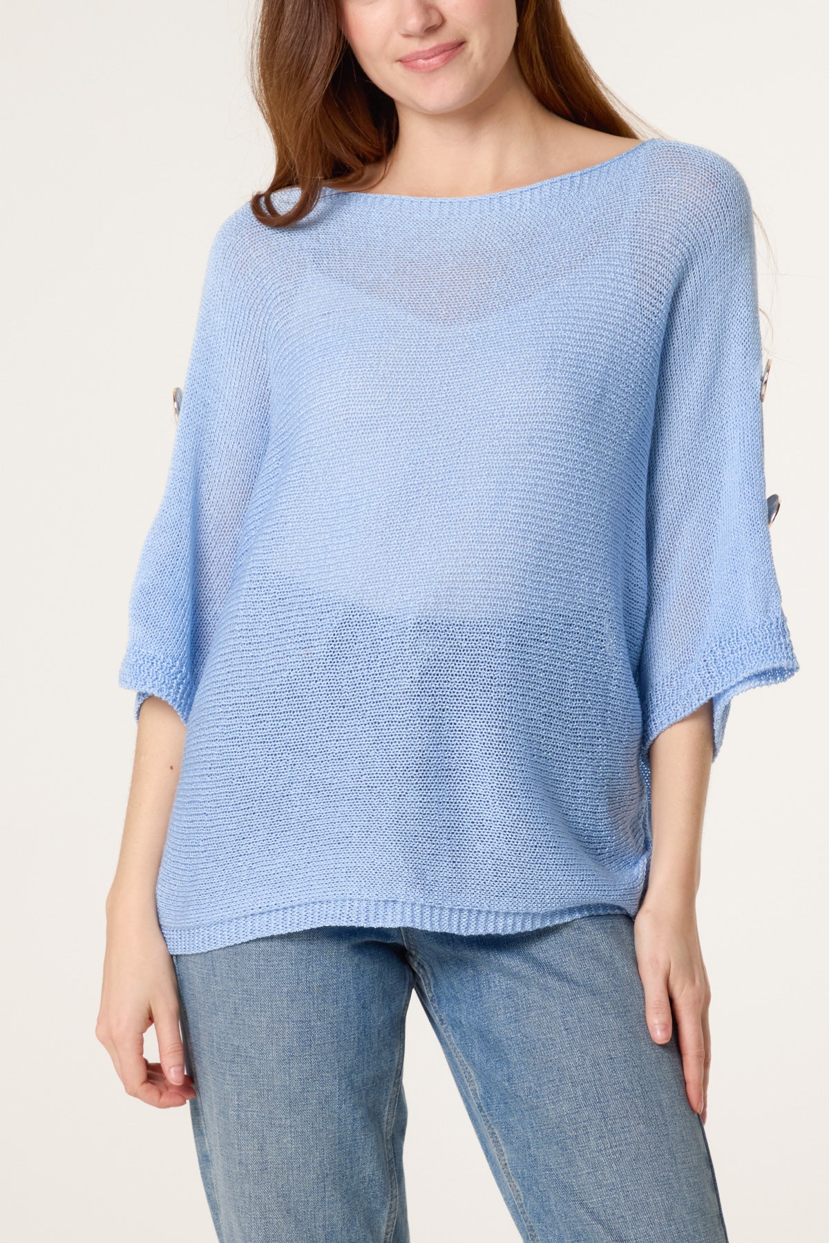 Gold Button Filigree Knit Top