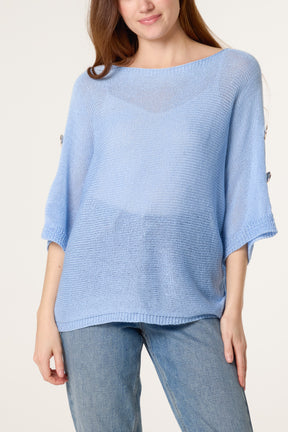 Gold Button Filigree Knit Top