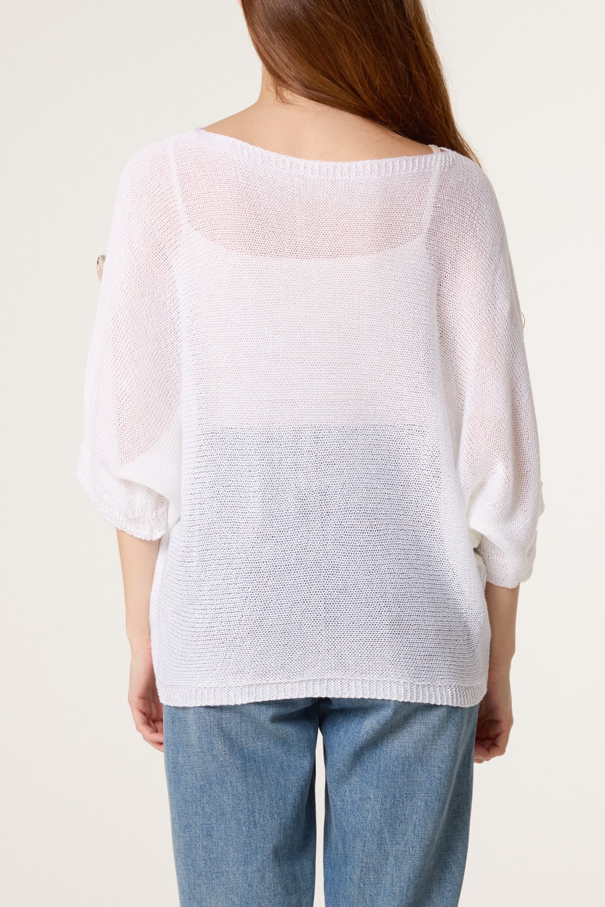 Gold Button Filigree Knit Top