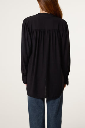 Grandad Collar Bell Sleeve Blouse
