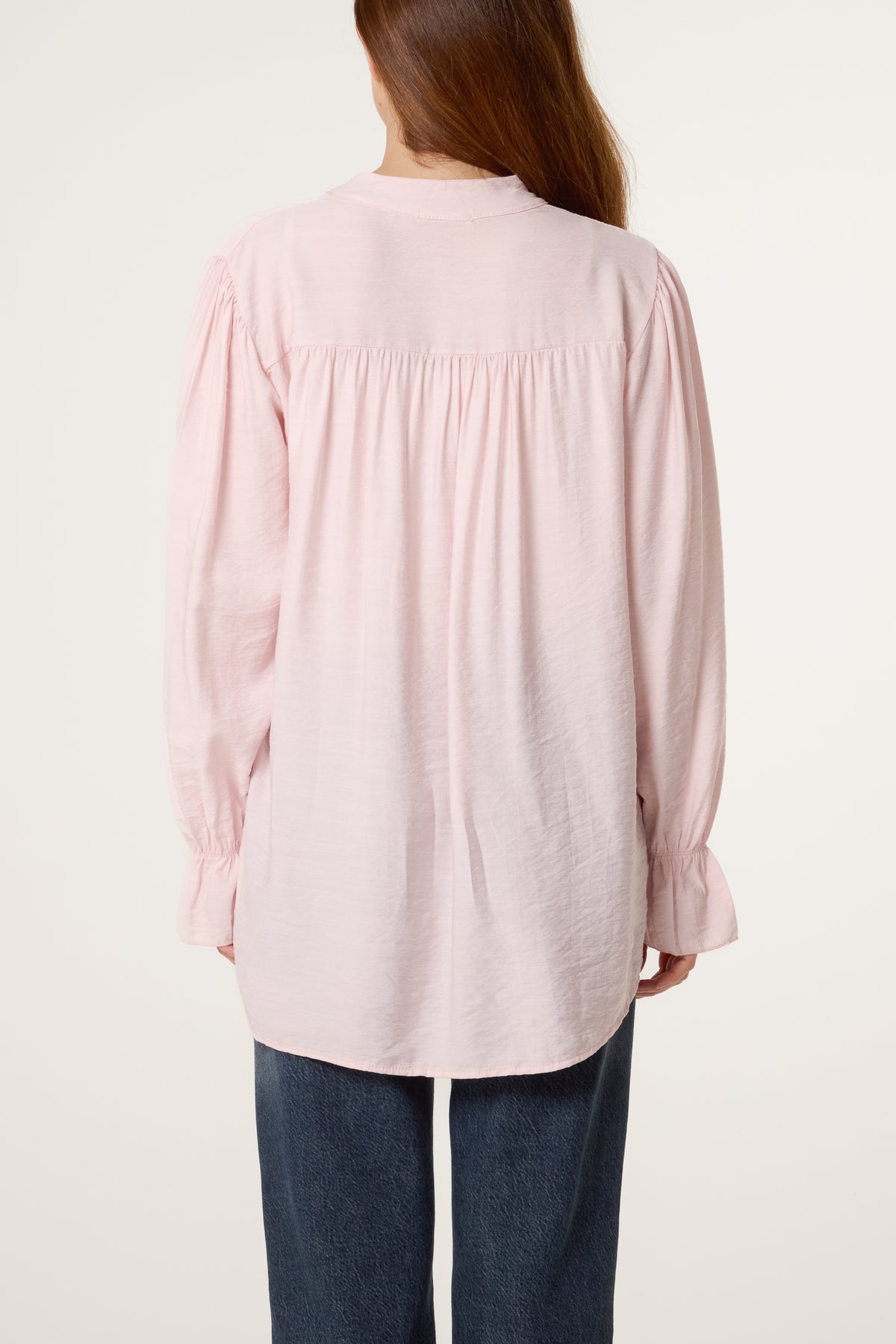 Grandad Collar Bell Sleeve Blouse