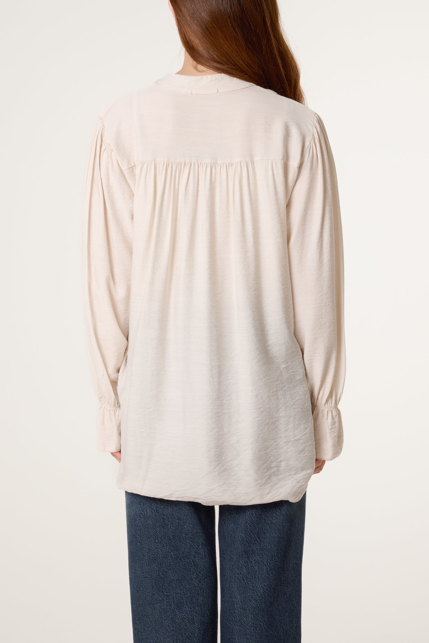 Grandad Collar Bell Sleeve Blouse