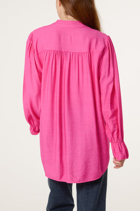 Grandad Collar Bell Sleeve Blouse