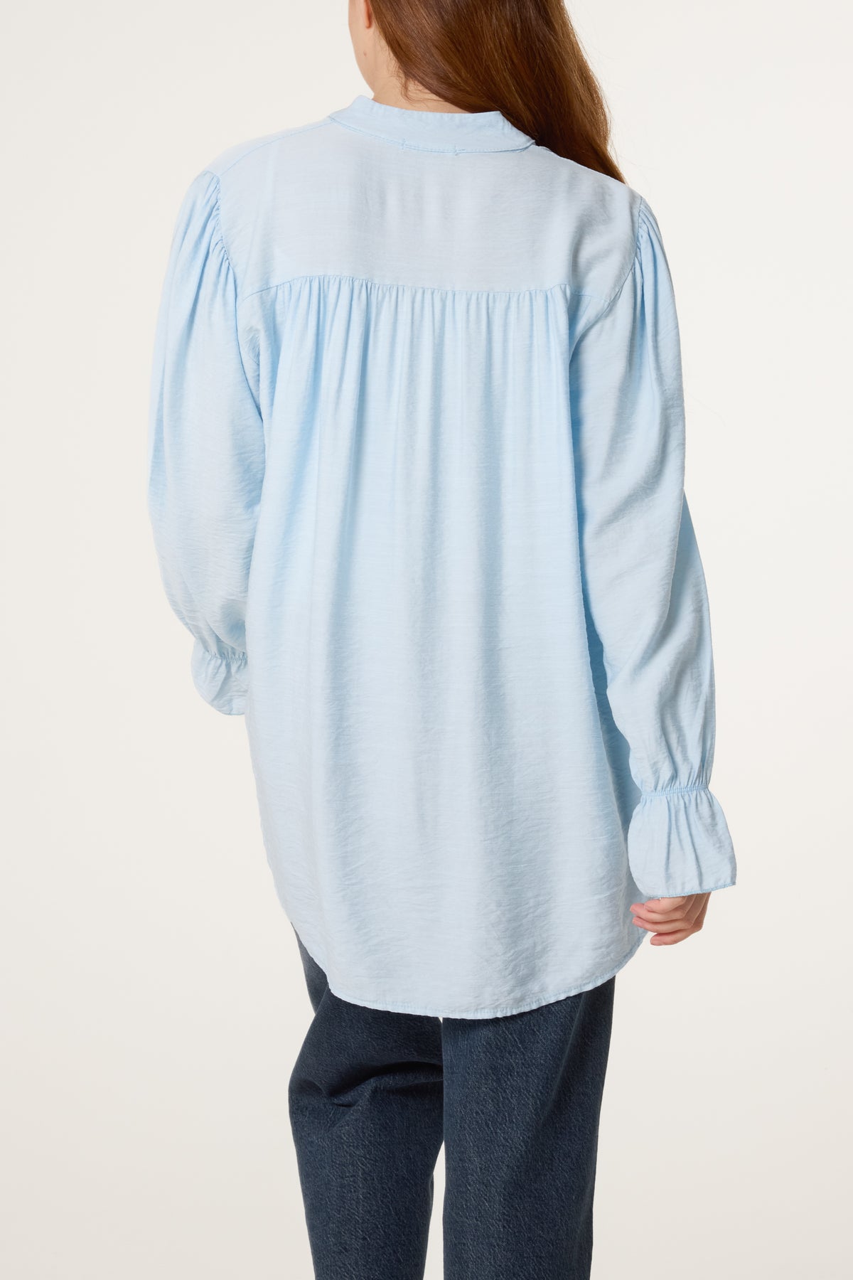 Grandad Collar Bell Sleeve Blouse