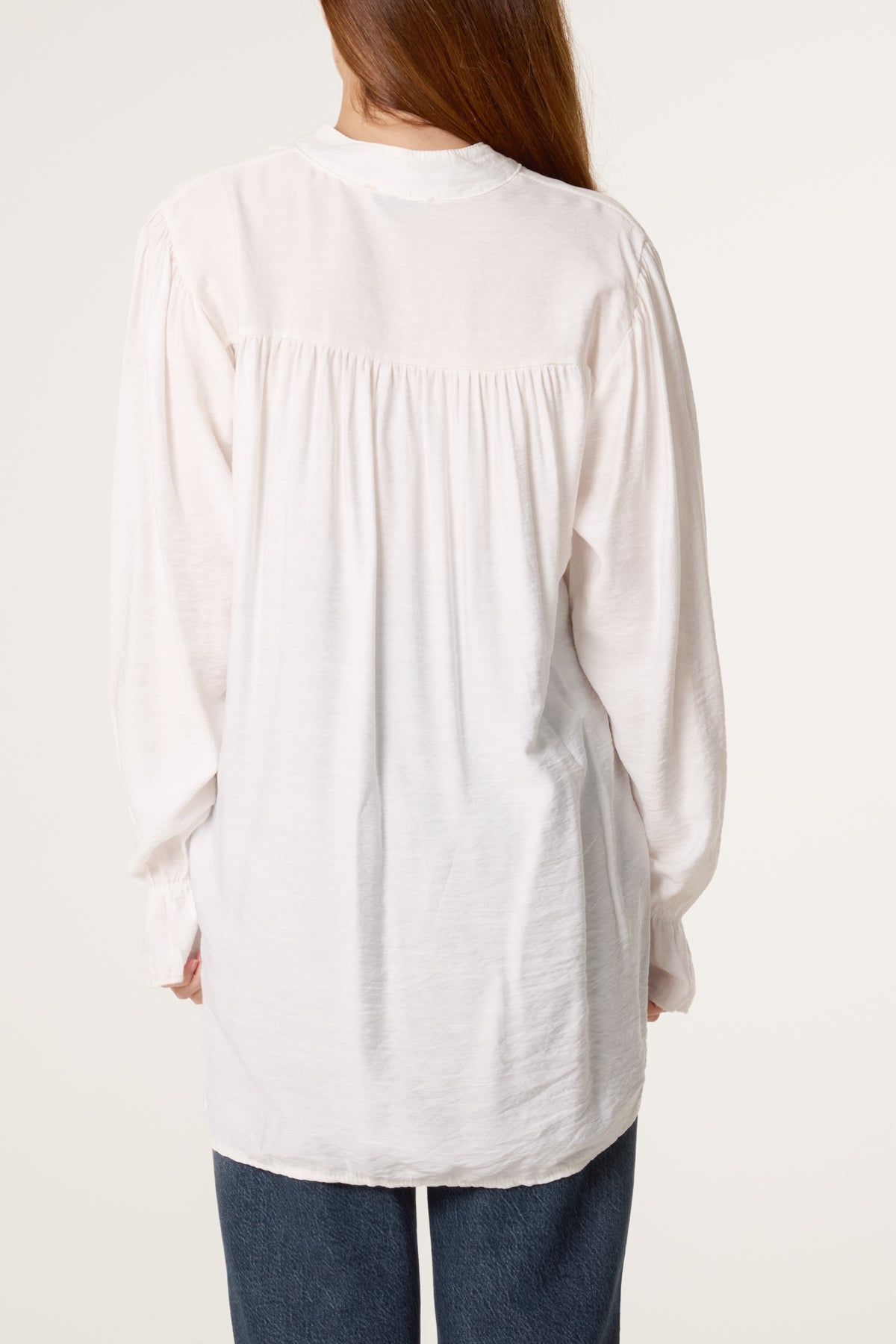 Grandad Collar Bell Sleeve Blouse